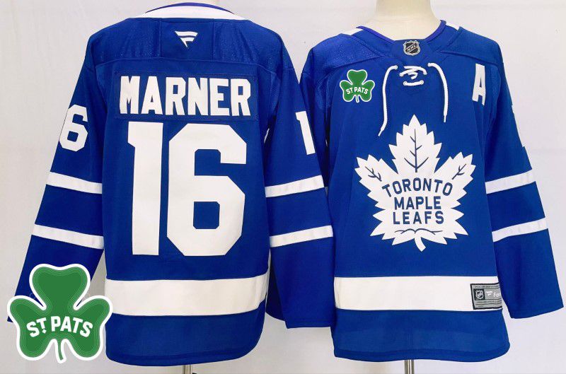 Men Toronto Maple Leafs 16 Marner Blue Fanatics 2025 NHL Jersey style 2